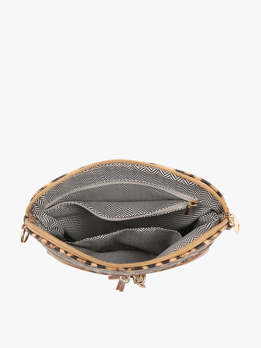 Tara Double Zip Crossbody- Cow