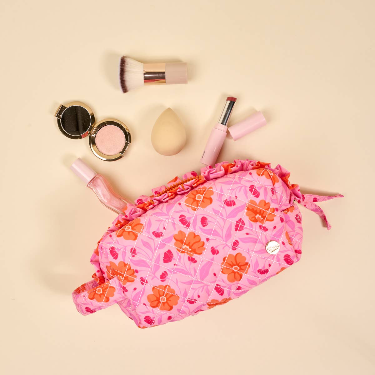 Poppin' Petals Quilted Cosmetic Pouch