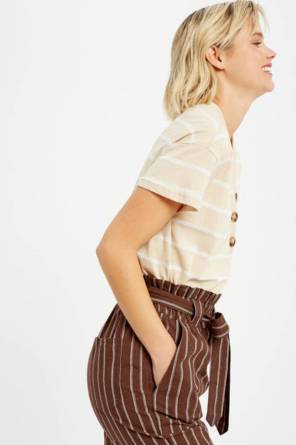 Kelly Button V-Neck Tee