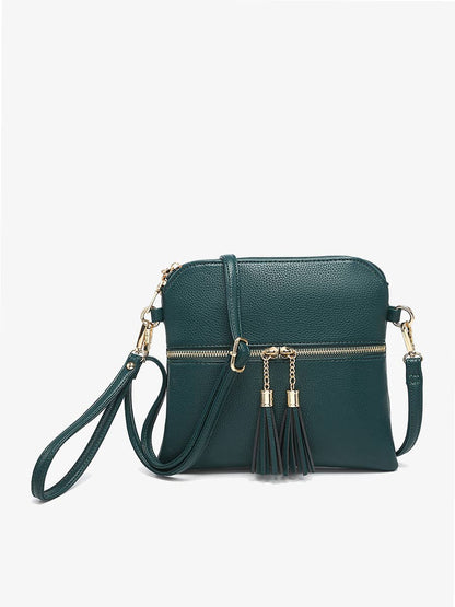 Tara Double Zip Crossbody - Cocoa Pearl