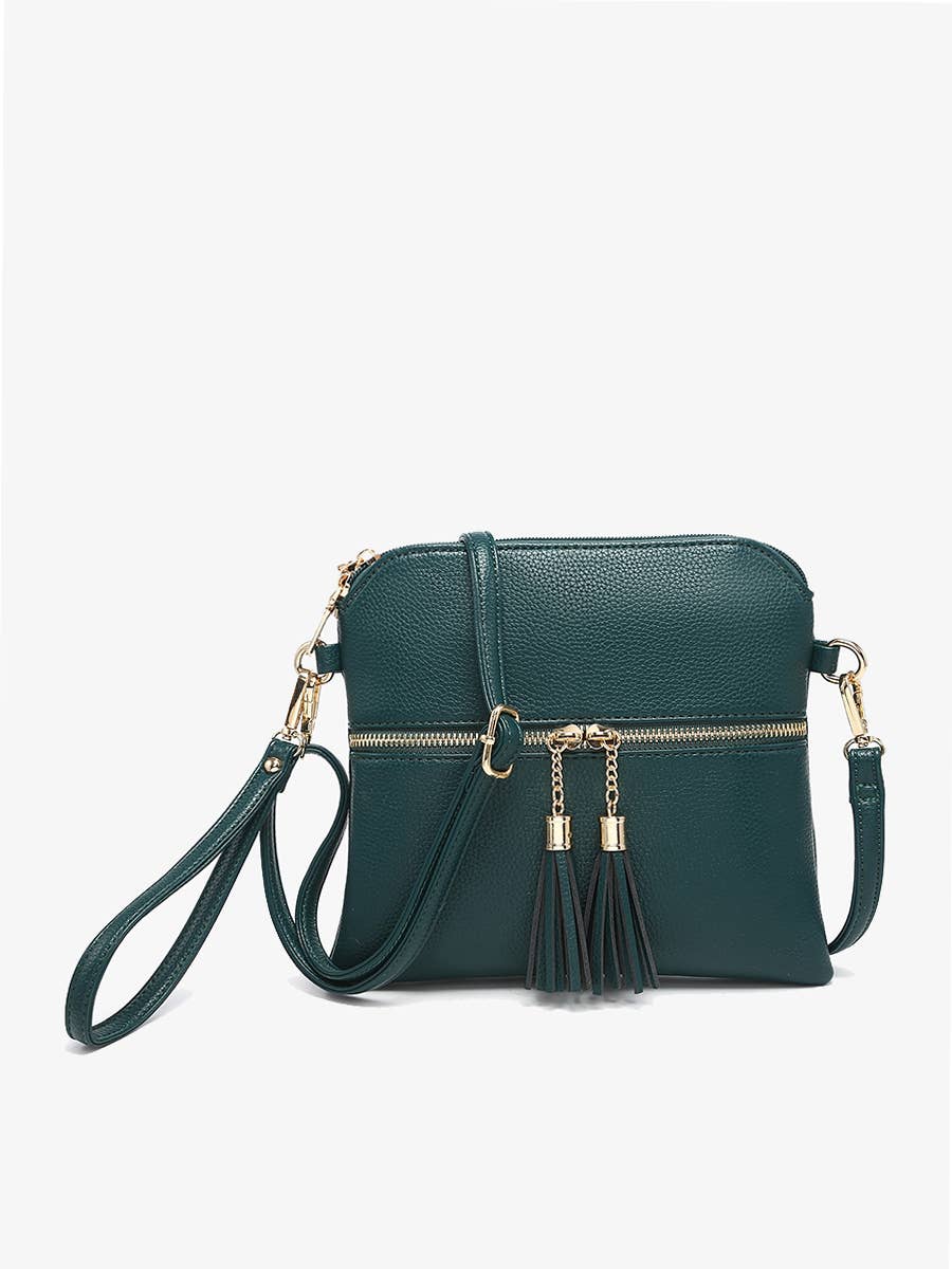 Tara Double Zip Crossbody- Cow