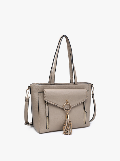 Phoebe Whipstitch Pocket Tote Bag - Black