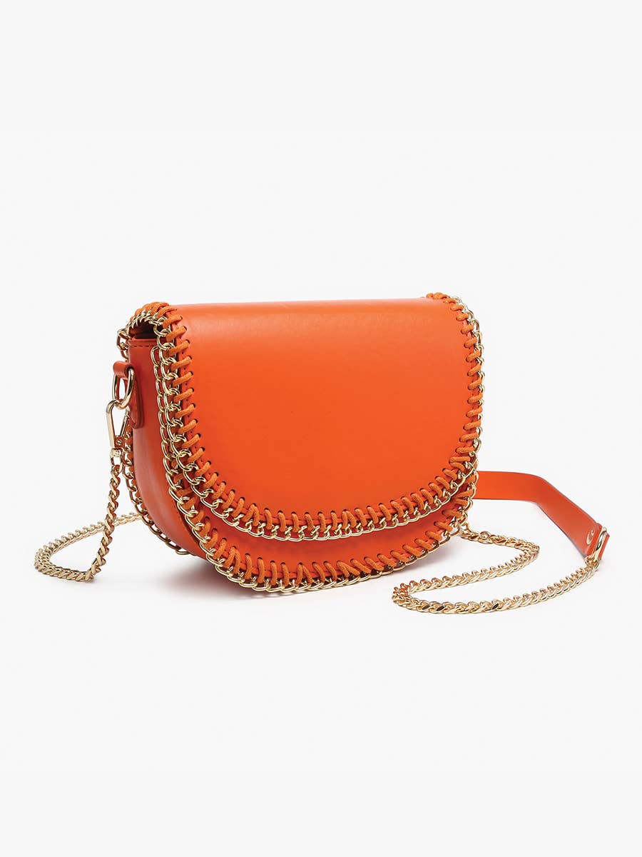 Istanbul Gold Chain Trim Crossbody - Orange