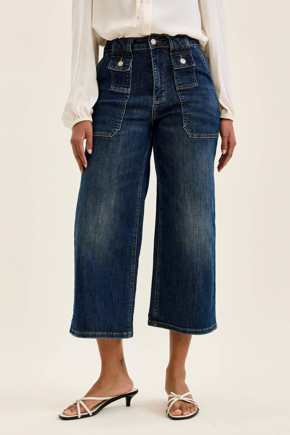 Evie Wide Crop Utility Jeans