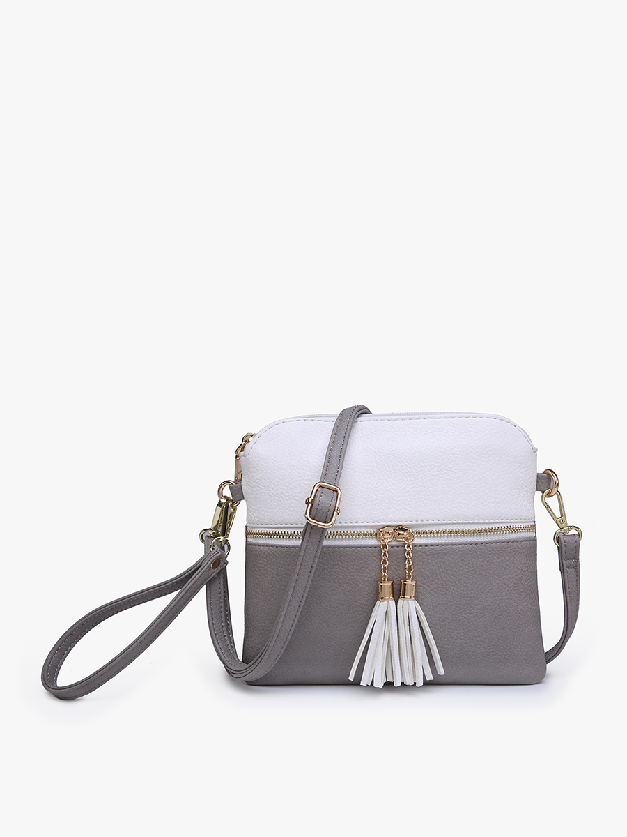 Tara Double Zip Crossbody- Cow