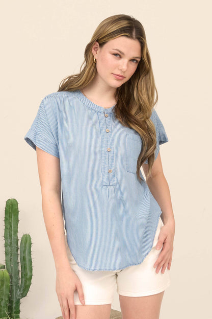 Nellie Chambray Henley Top