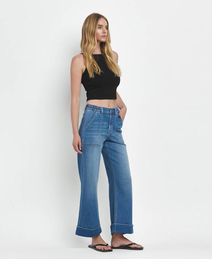 Envy Cuffed Wide Leg Jeans