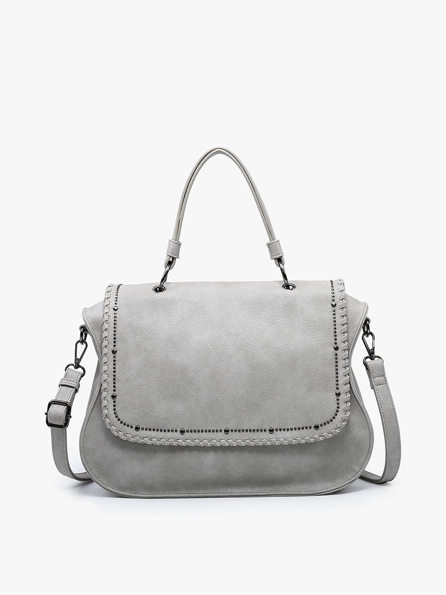 Cricket Studded Flapover Hobo Bag - Blue