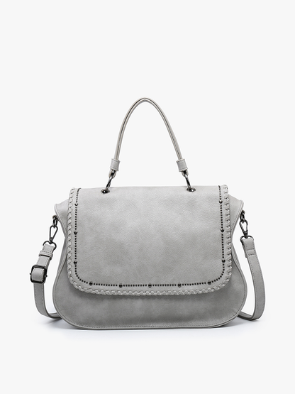 Cricket Studded Flapover Hobo Bag - Blue