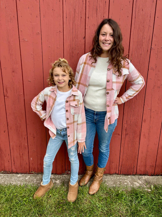 Mommy & Me Blushing Babes Pink Flannel Shirt - Adult