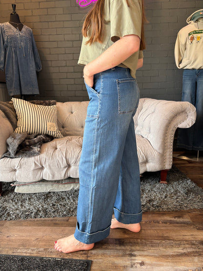 Envy Cuffed Wide Leg Jeans
