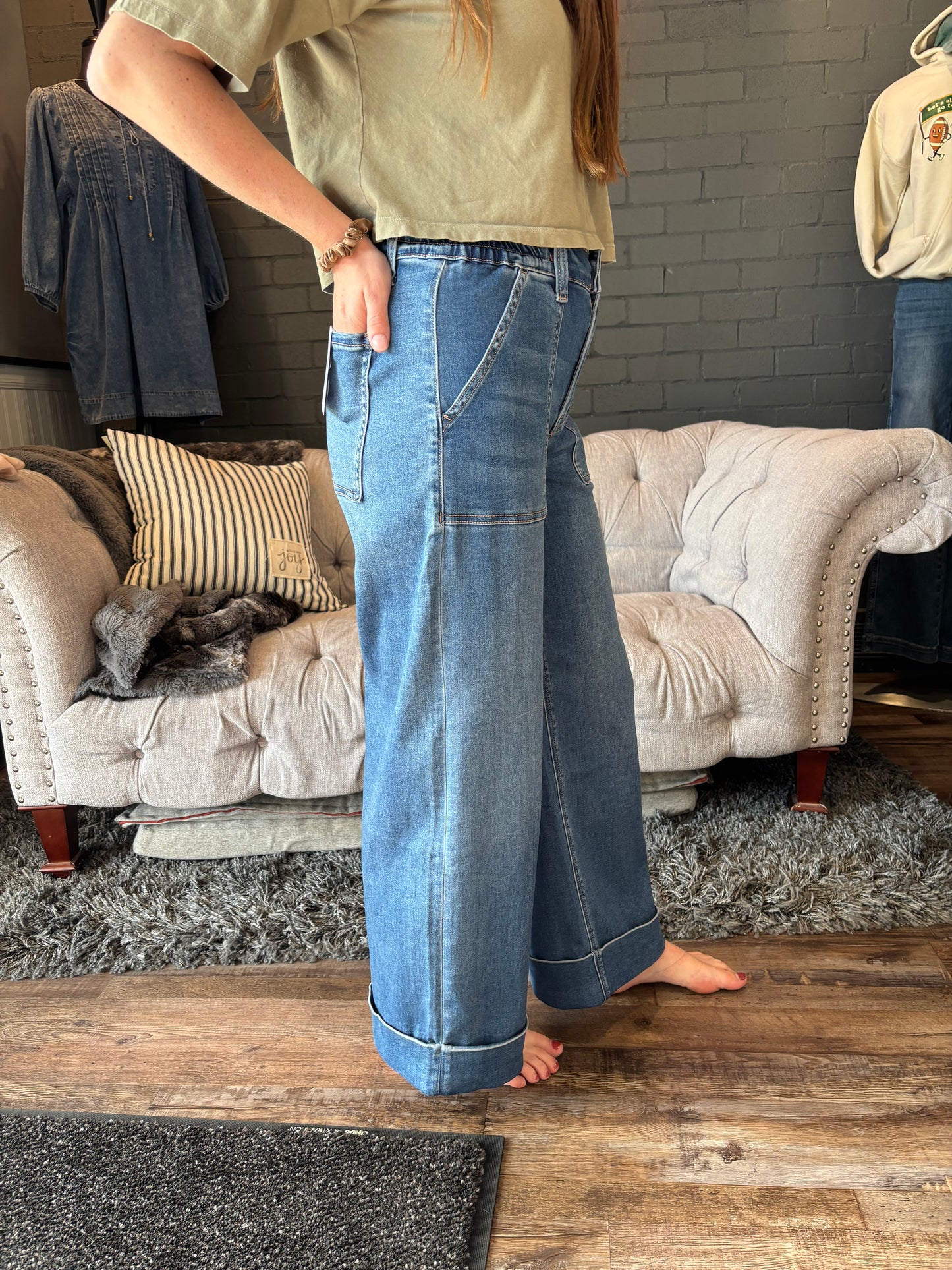 Envy Cuffed Wide Leg Jeans