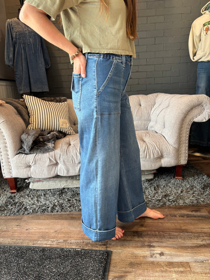 Envy Cuffed Wide Leg Jeans