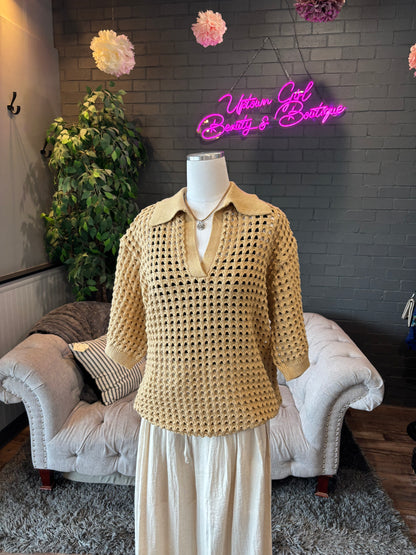 Hollow Out Polo Top