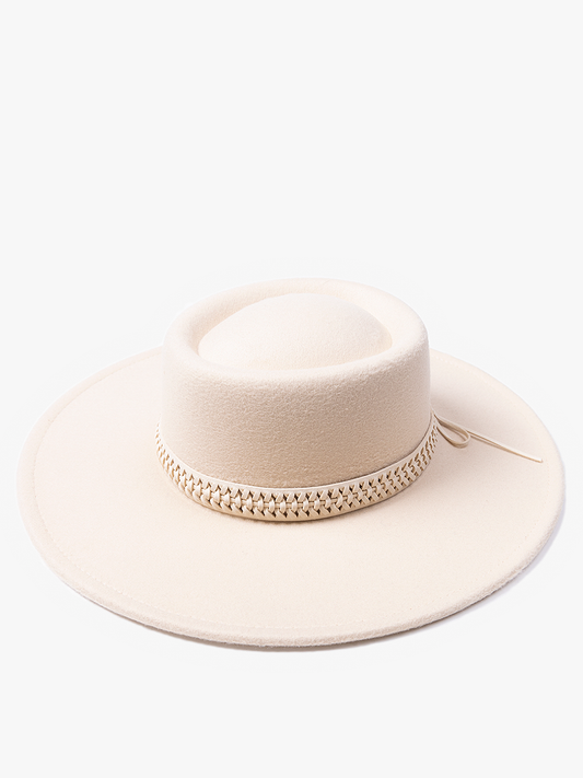 Romy Wide Brim Hat w/ Braided Band - Ivory