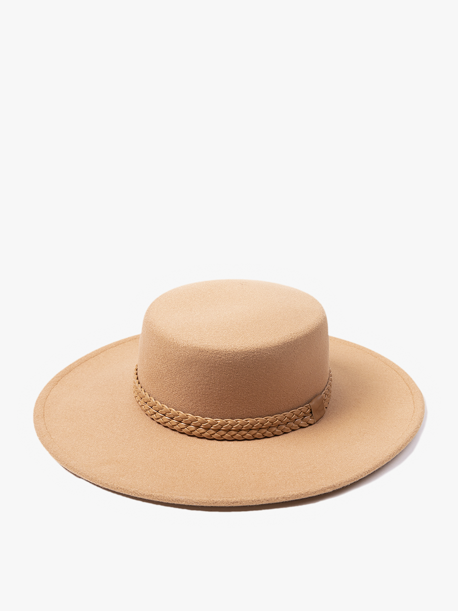 Lynnie Wide Brim Hat w/ Straw Band - Tan