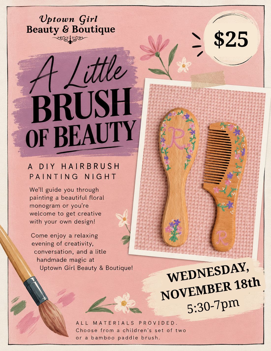 A Little Brush of Beauty - A DIY Hairbrush Painting Night