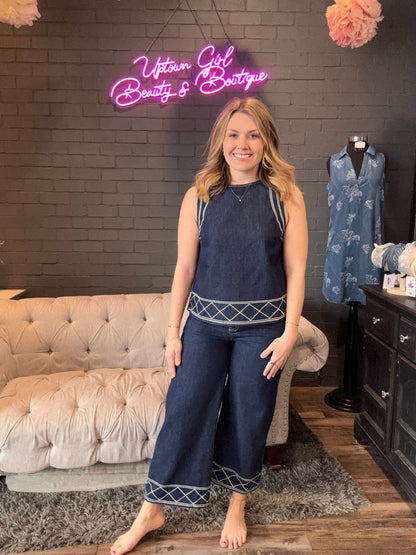 Wren Embroidered Wide-Leg Pants