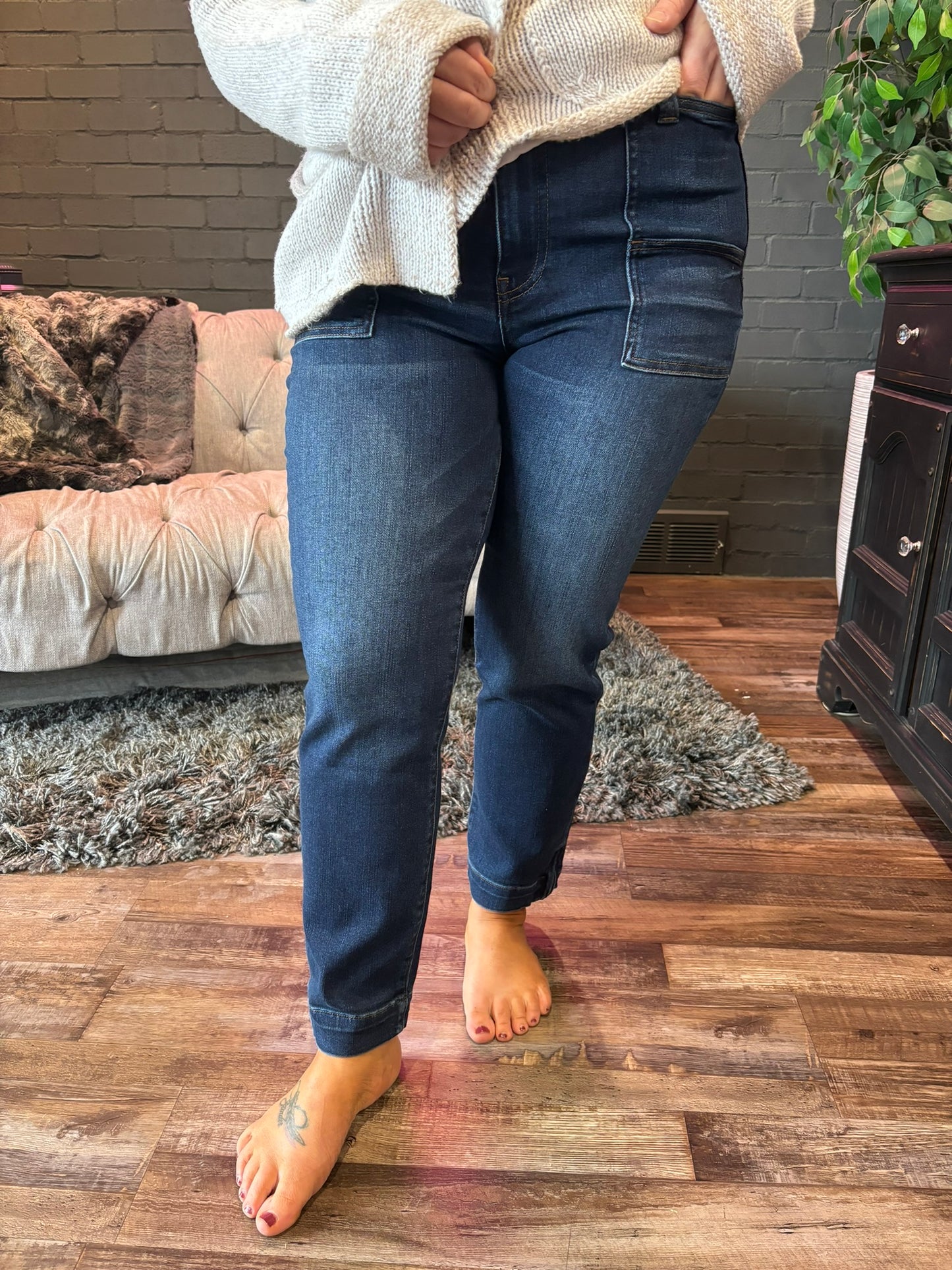 Rae High Rise Patch Pocket Denim Jeans
