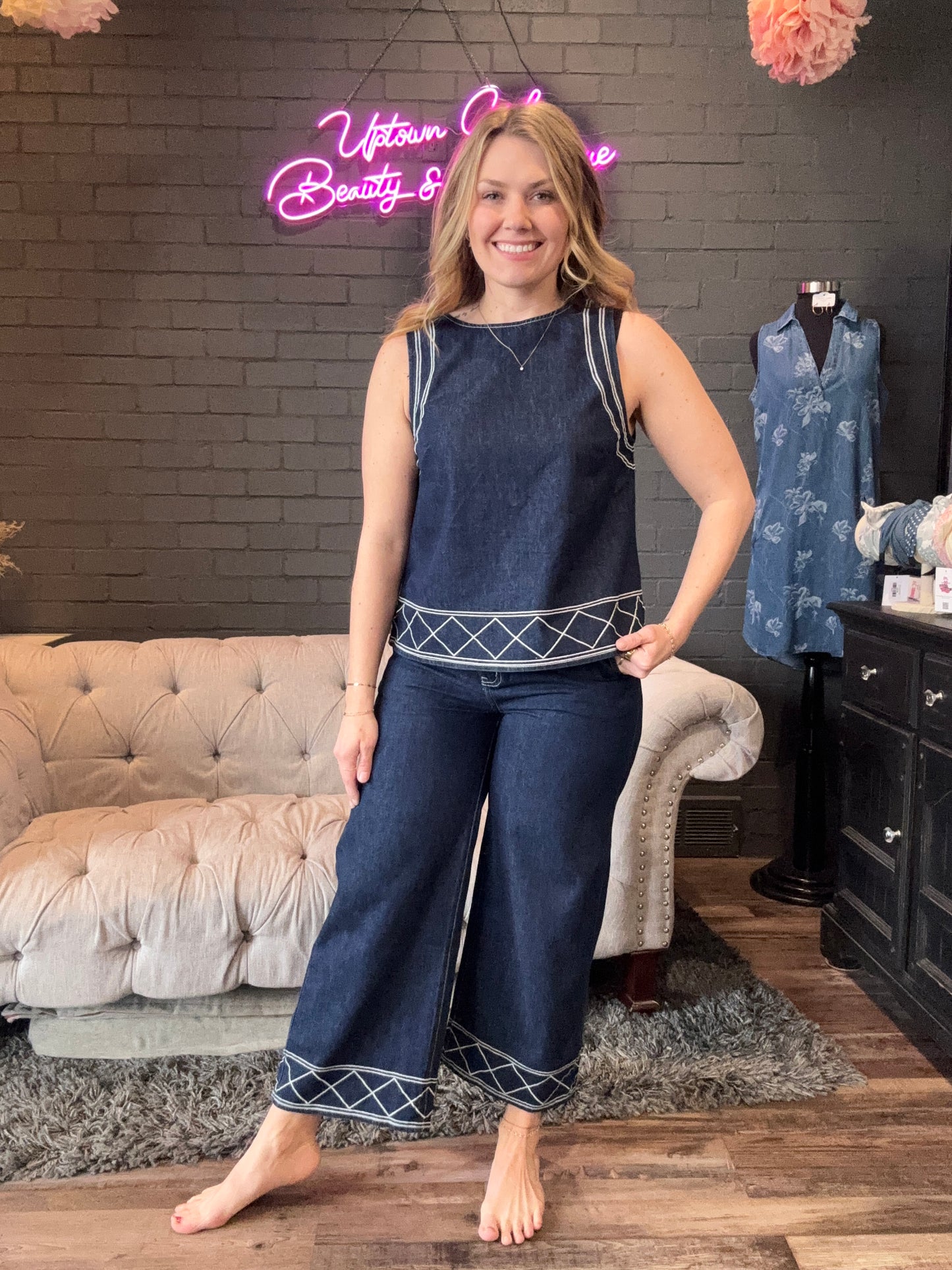 Wren Embroidered Wide-Leg Pants