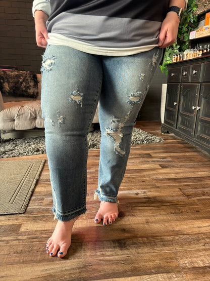 Maribel Distressed Straight Leg Jeans