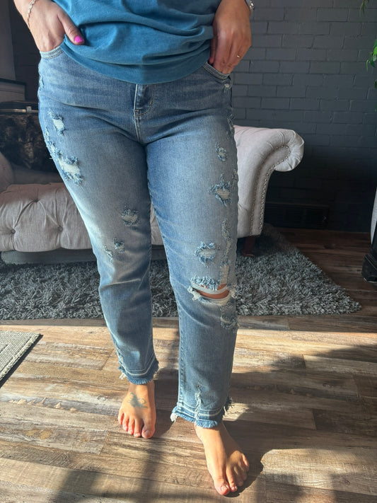 Maribel Distressed Straight Leg Jeans
