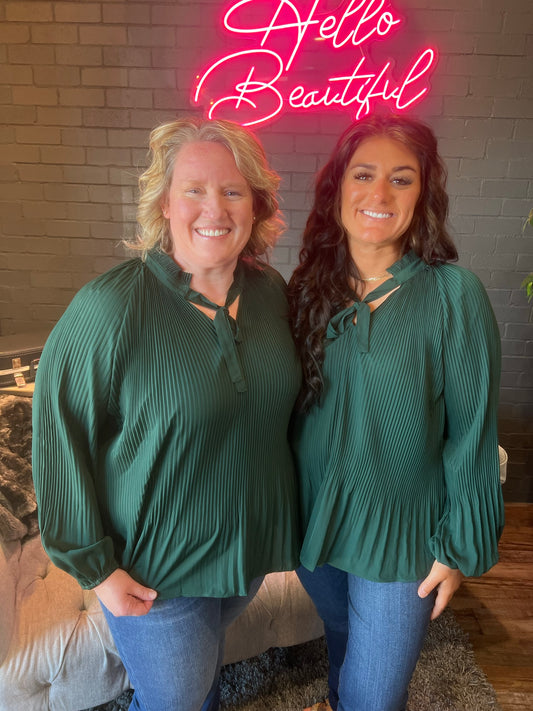 Ariana Pleated Blouse - Green