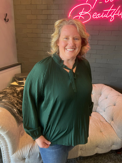 Ariana Pleated Blouse - Green