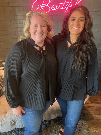 Ariana Pleated Blouse - Black