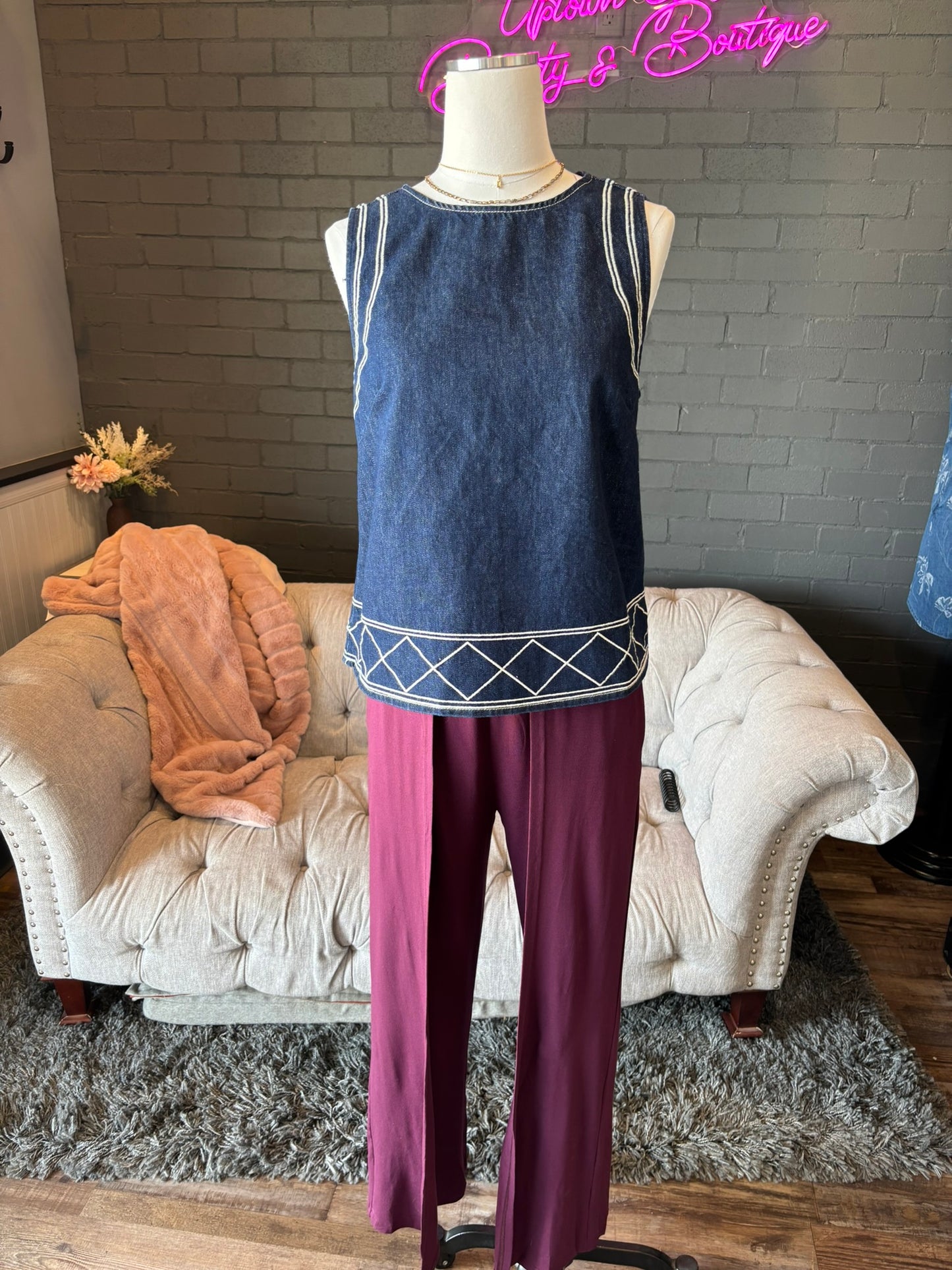 Cranberry Wrap Front Wide Leg Pants