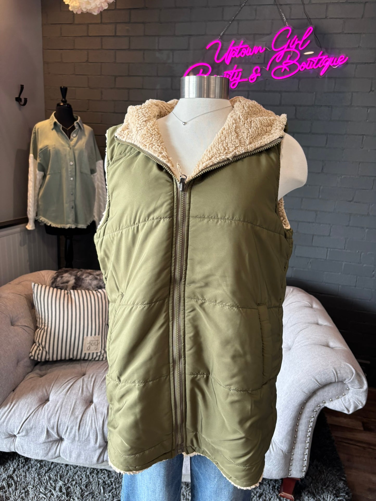 Olivia Reversible Sherpa Vest