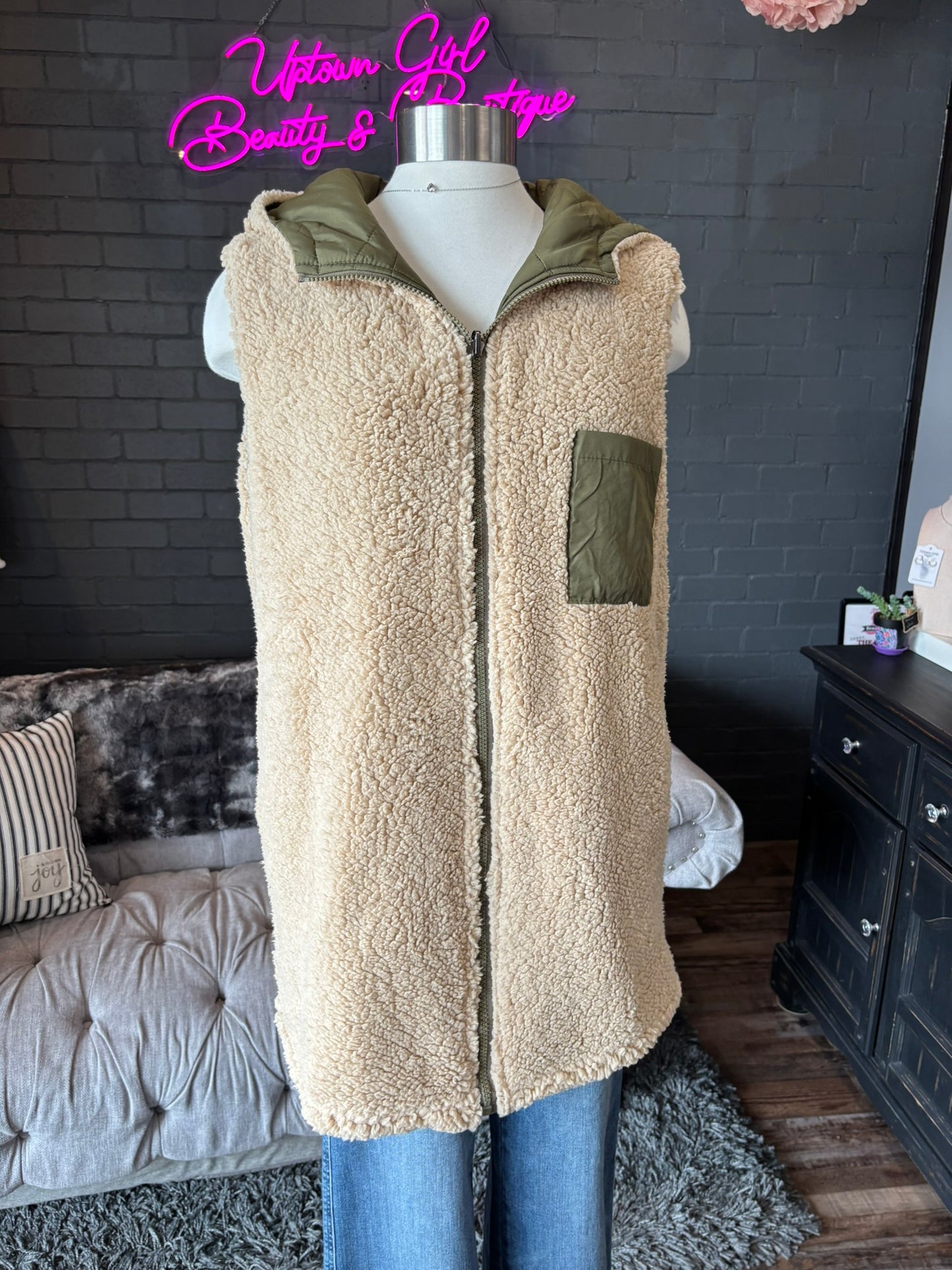 Olivia Reversible Sherpa Vest