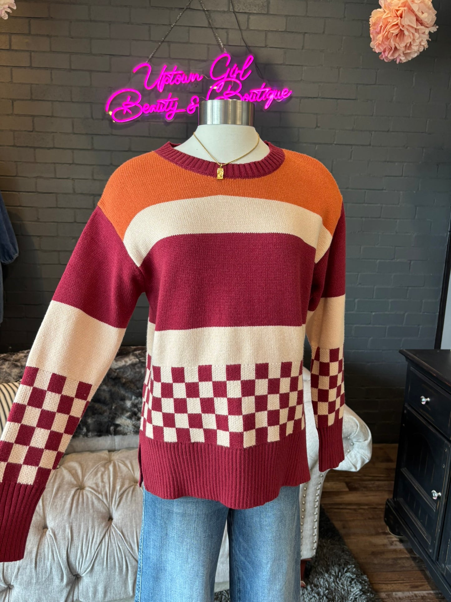 Ruby Checkboard Sweater