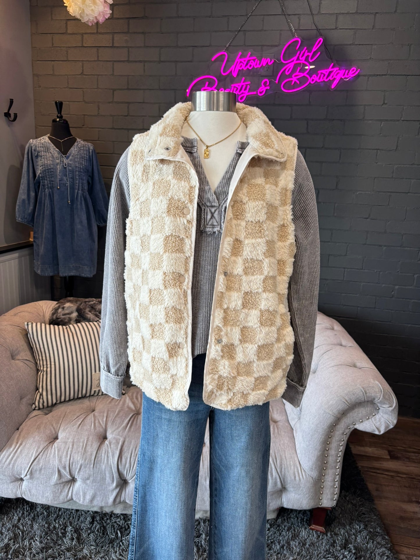 Chase Checkerboard Sherpa Vest
