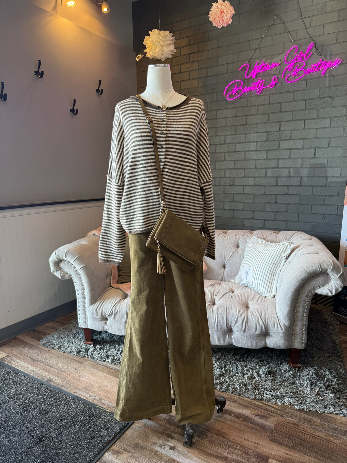 Nadine Olive Corduroy Pants