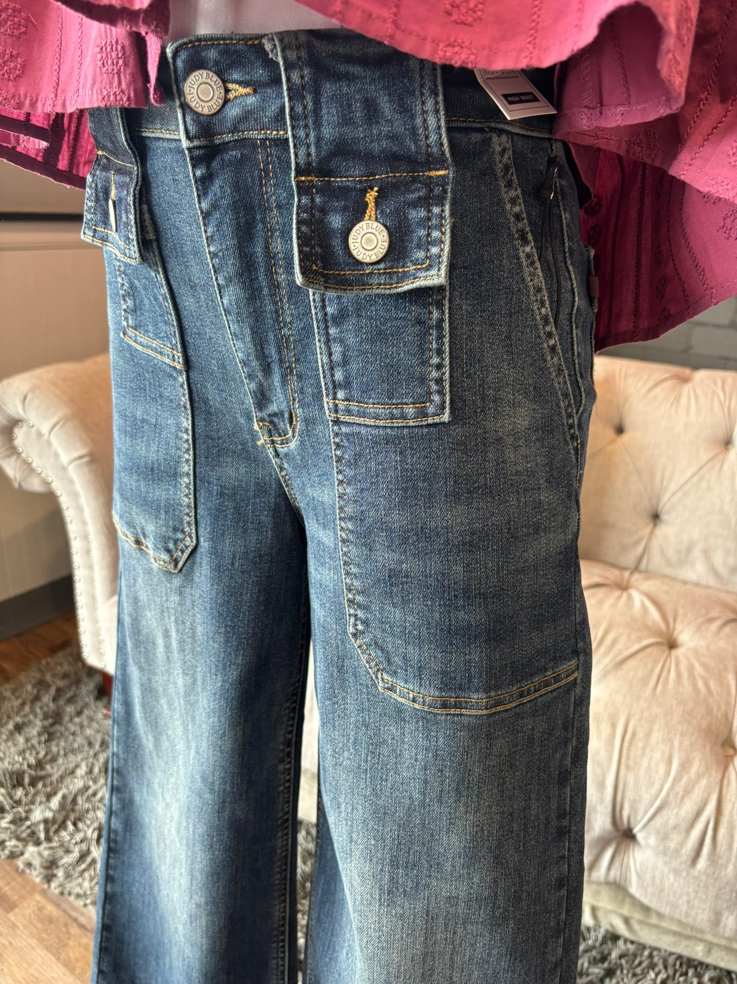Evie Wide Crop Utility Jeans