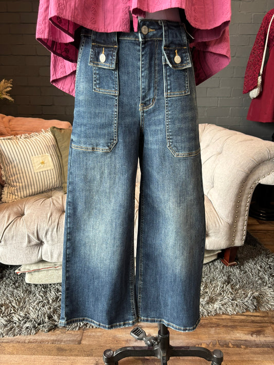 Evie Wide Crop Utility Jeans