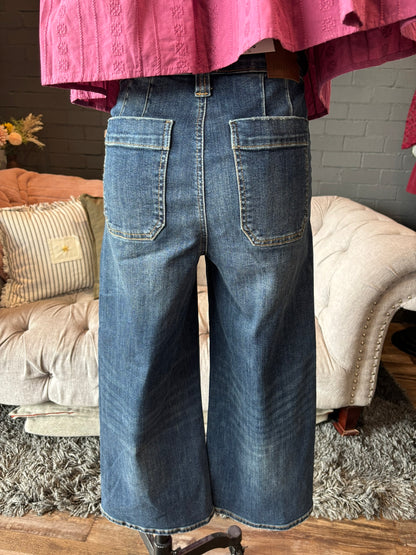 Evie Wide Crop Utility Jeans