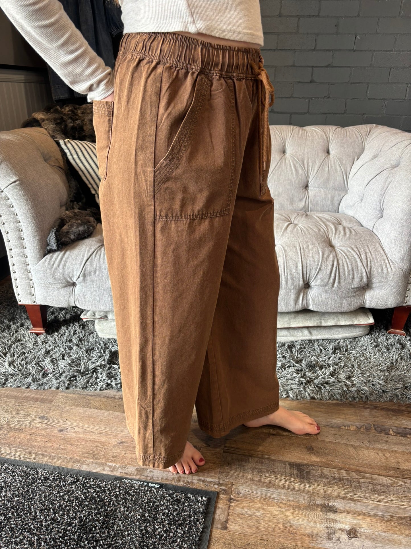 Brooke Wide Leg Pants - Chocolate