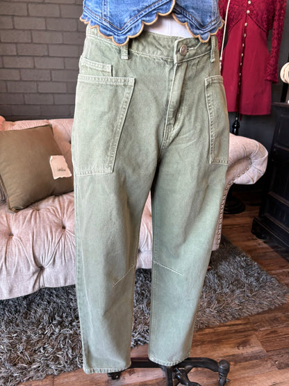 Sage Barrel Utility Jeans