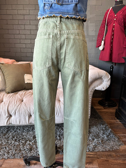 Sage Barrel Utility Jeans