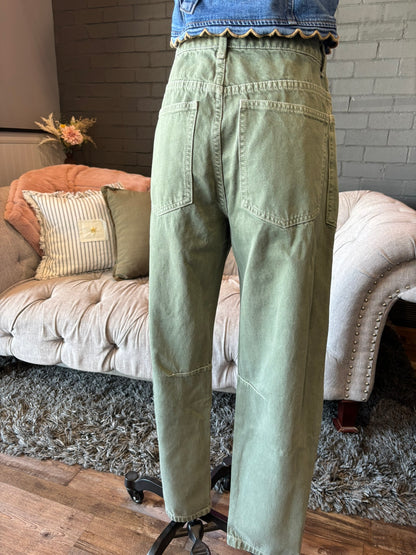 Sage Barrel Utility Jeans