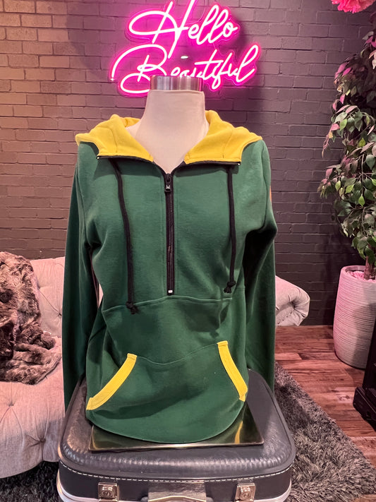 Green & Gold Half-Zip Sweatshirt