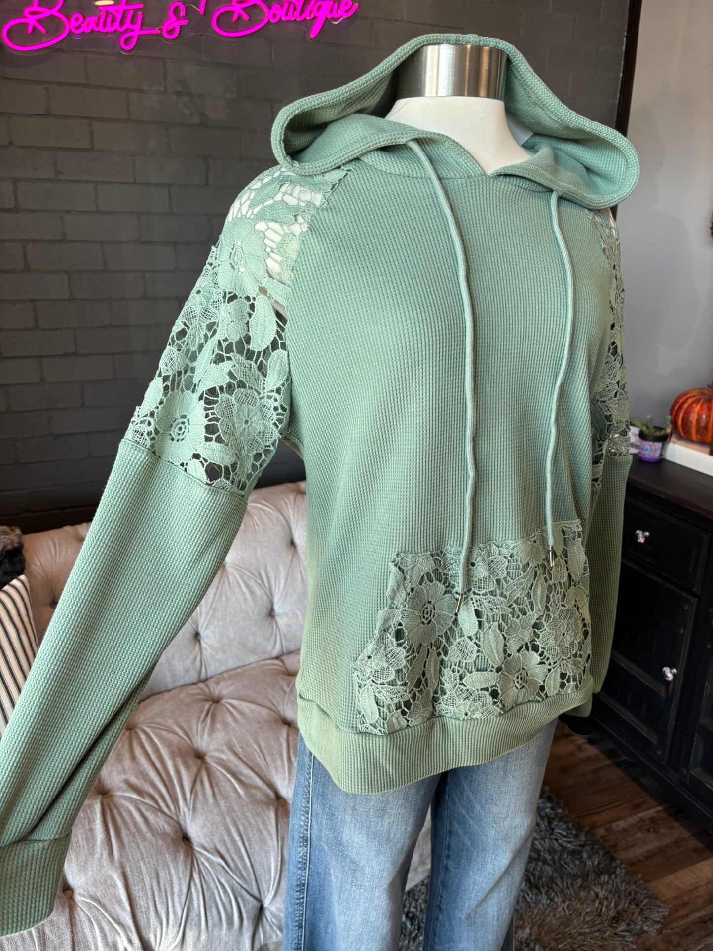 Fern Lace Detail Hoodie