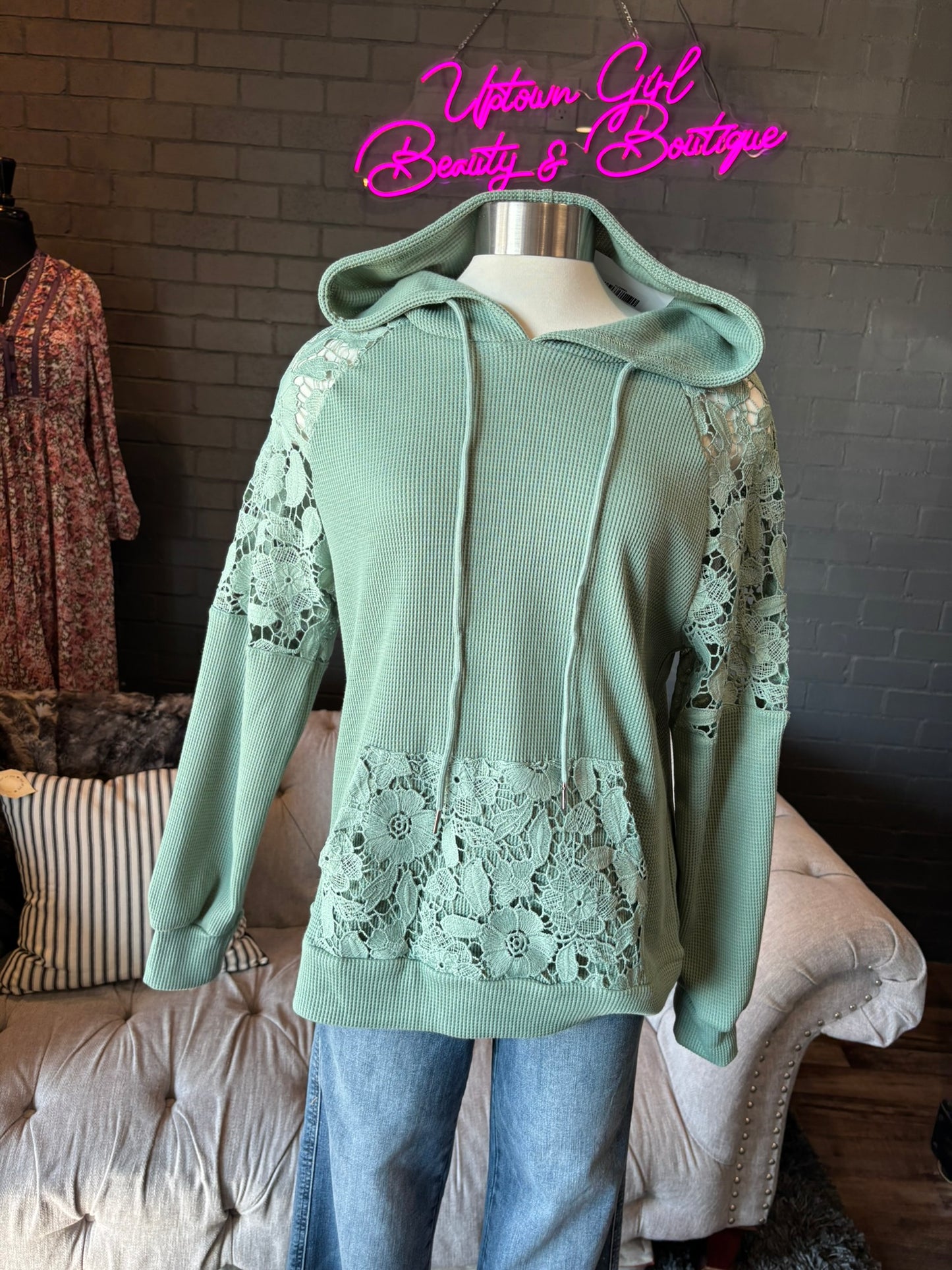 Fern Lace Detail Hoodie