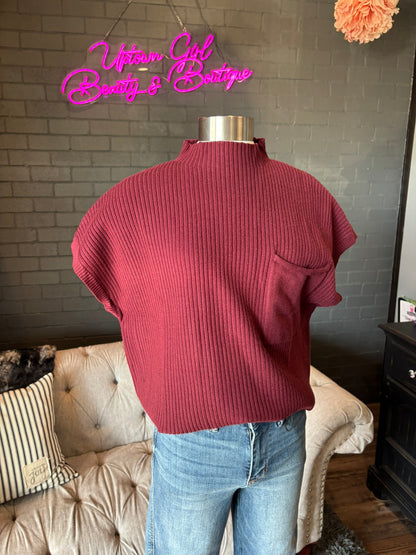 Delia Short Sleeve Sweater - Red