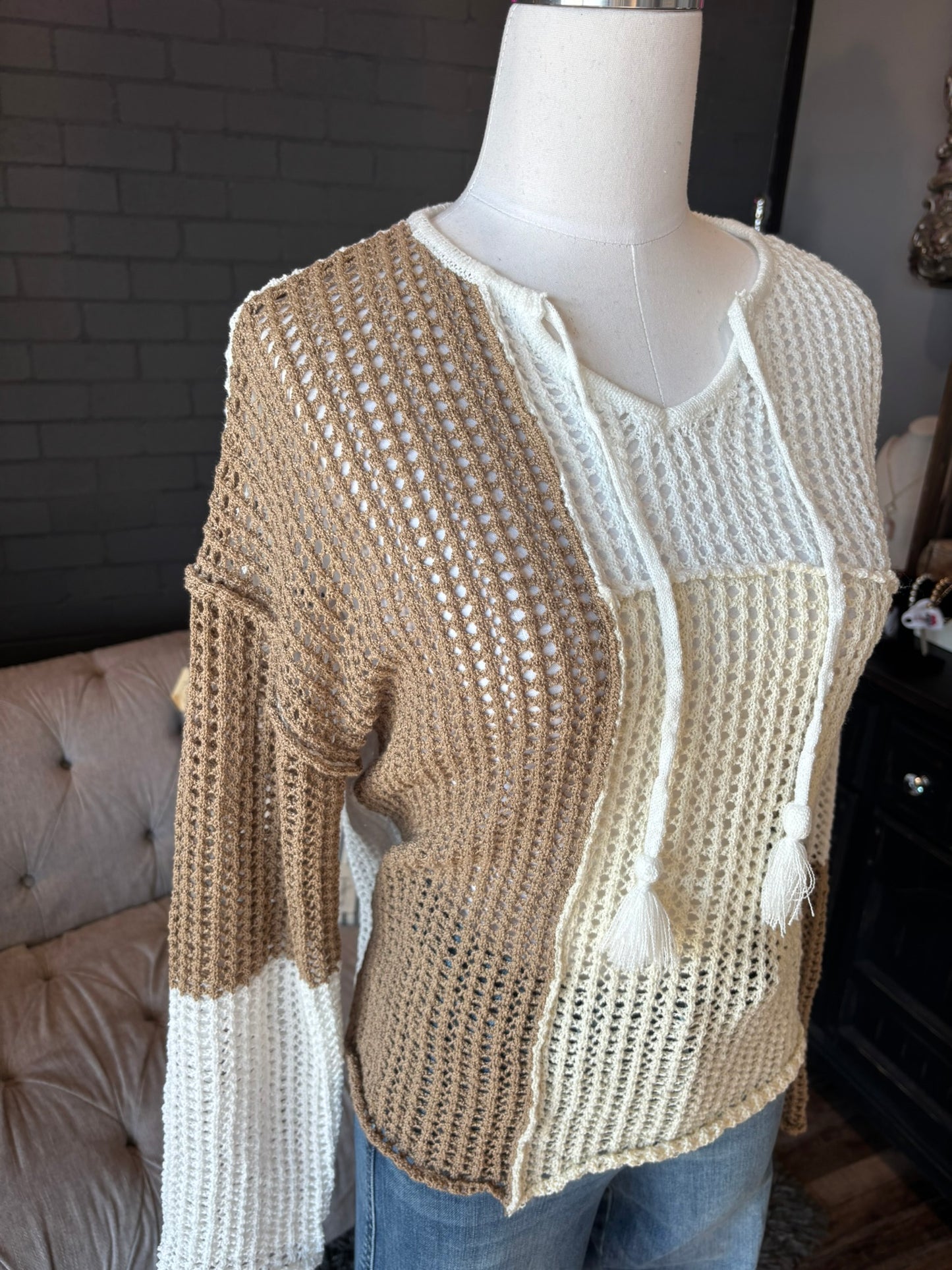 Colorblock Crochet Sweater