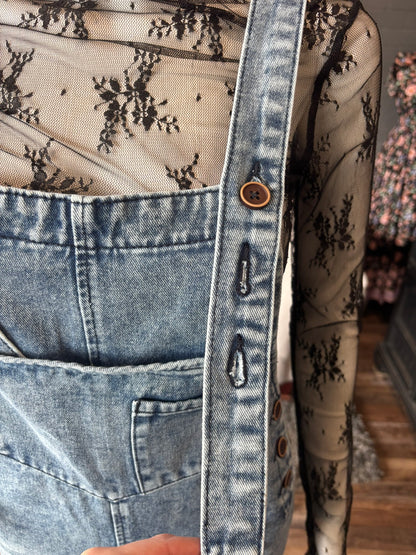 Stone Distressed Denim Bibs