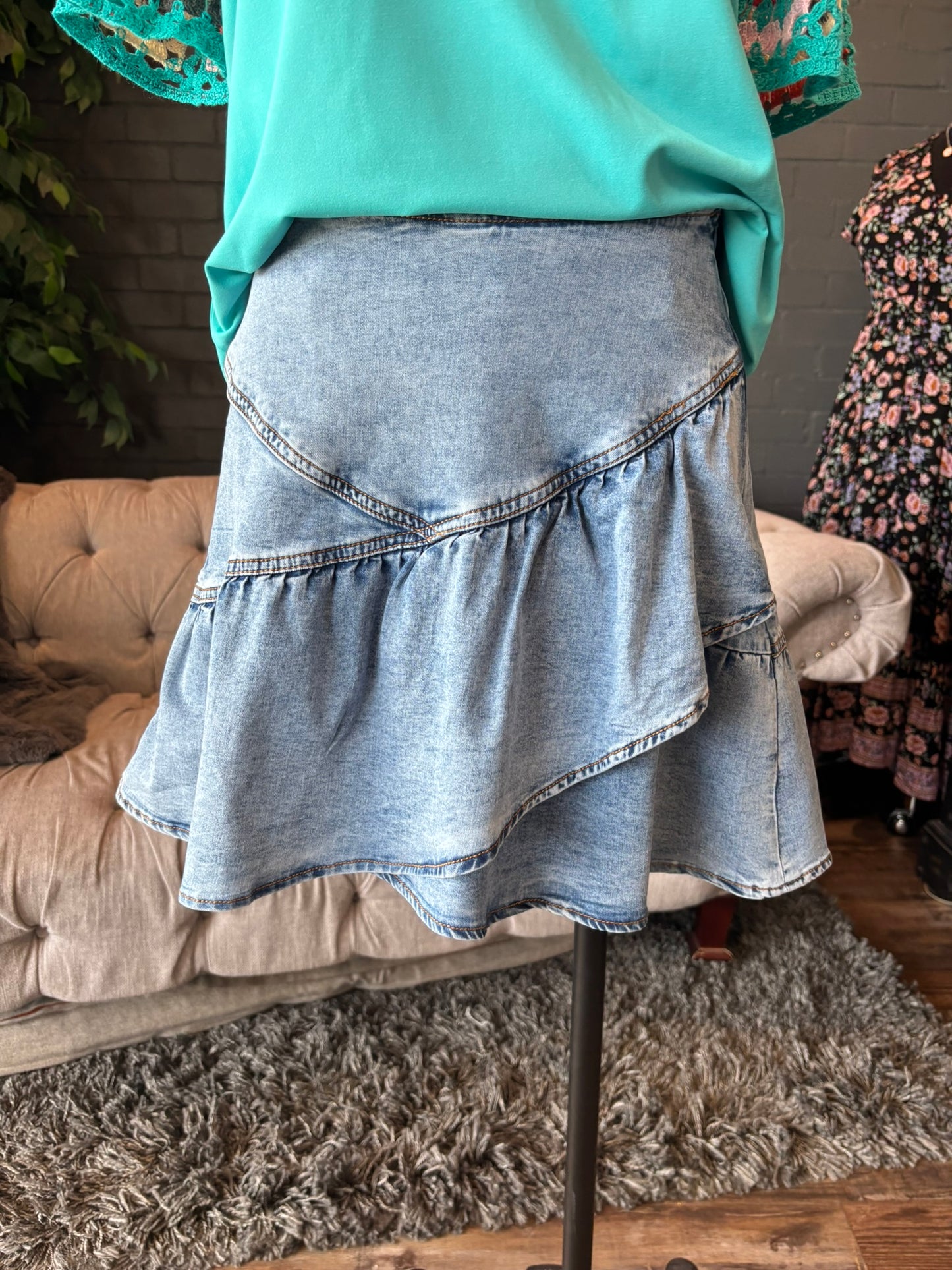 Taya Asymmetrical Denim Skirt