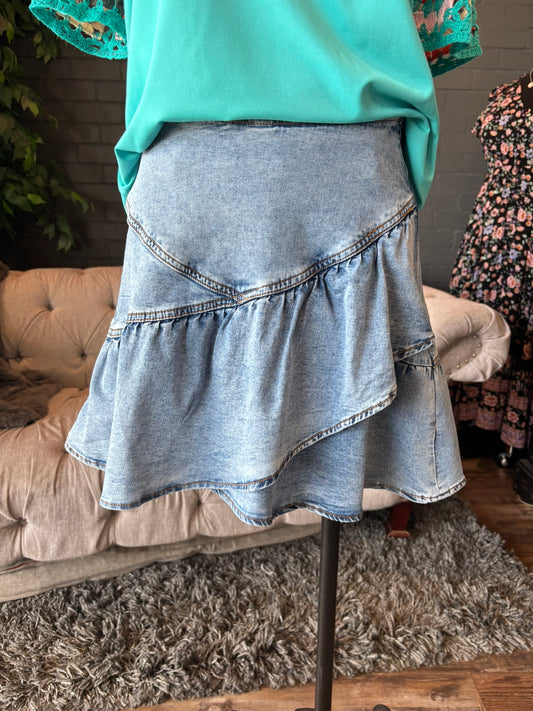 Taya Asymmetrical Denim Skirt